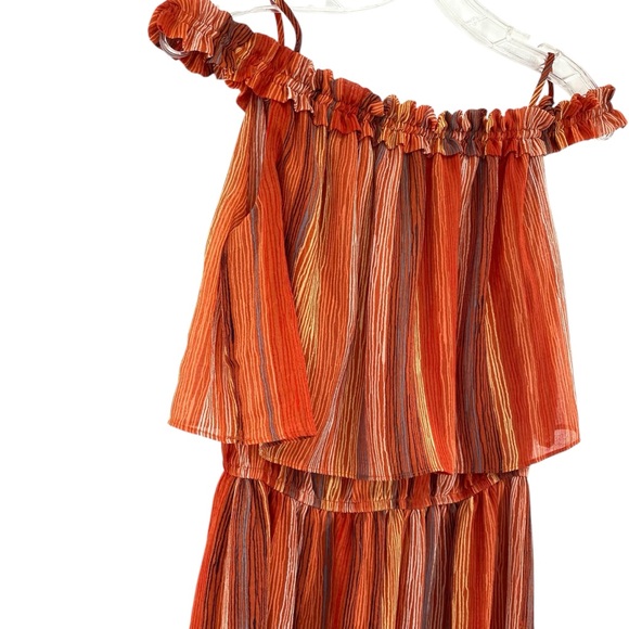 Mossimo Orange Off Shoulder Flowy Midi Dress - Picture 5 of 14